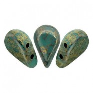 Cuentas de vidrio Amos® by Puca® - Opaque green turquoise bronze 63130/15496